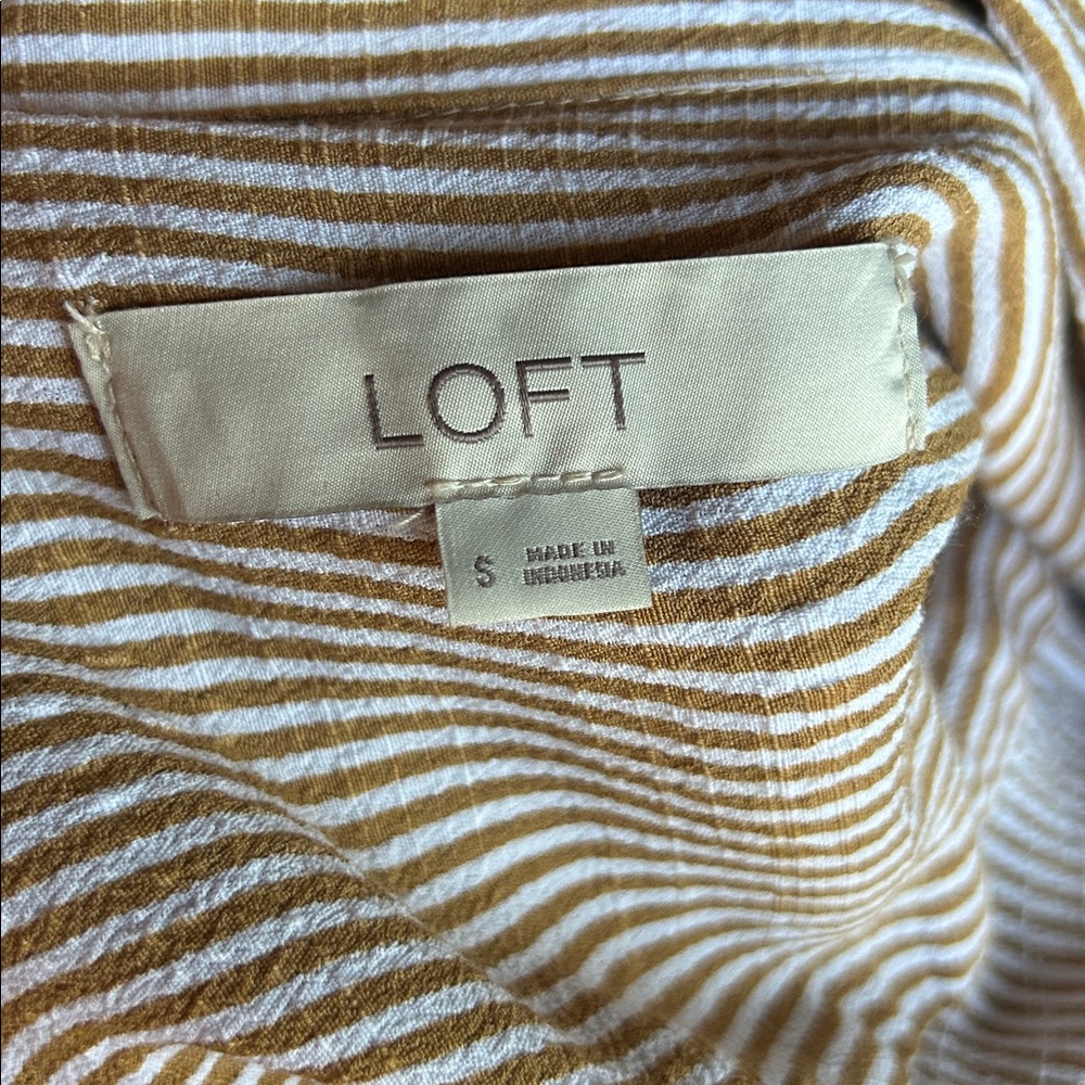 LOFT Tan and White Striped Top small - Picture 5 of 6